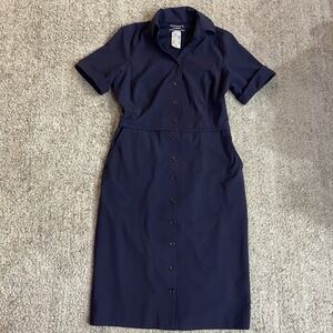 American Airlines By Lands End Short Sleeve Flight Crew Navy Dress Sz 8 TALL